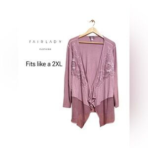 🌸 Fair Lady Lace Filigree Cardigan | Dusty Rose Boutique Layering Piece 🌸